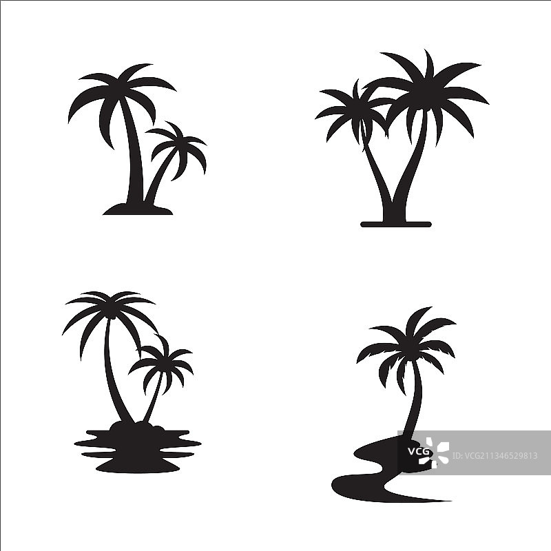 棕榈树夏季标志模板图片素材