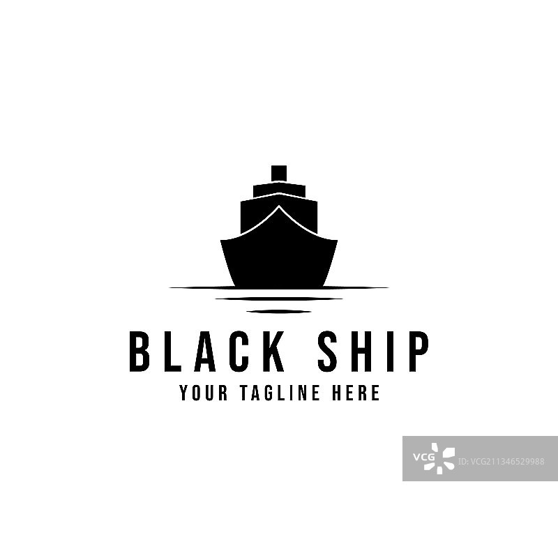 黑色轮船Logo设计图标图片素材