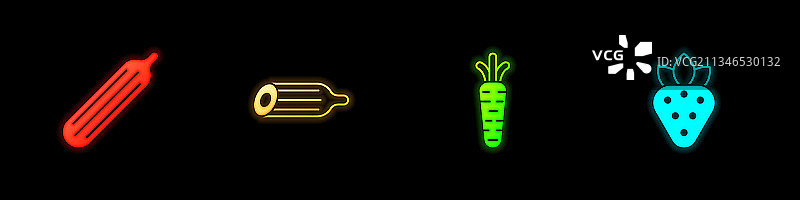 新鲜黄瓜胡萝卜和草莓图标图片素材