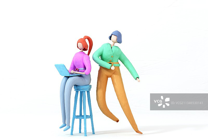 3D渲染的黏土风格人物图片素材