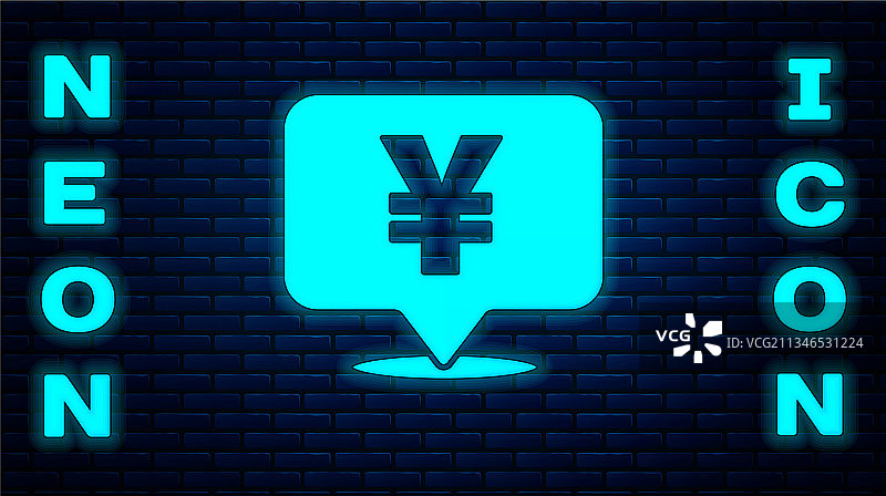 发光的霓虹人民币符号图片素材