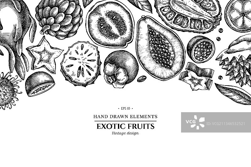 黑白木瓜番石榴百香果设计图片素材