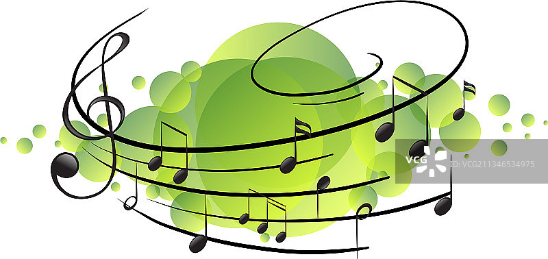 绿色斑点上的音乐旋律符号图片素材