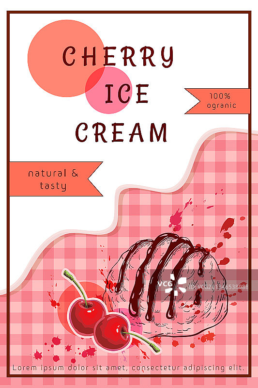 创意樱桃冰淇淋海报宣传单模板图片素材