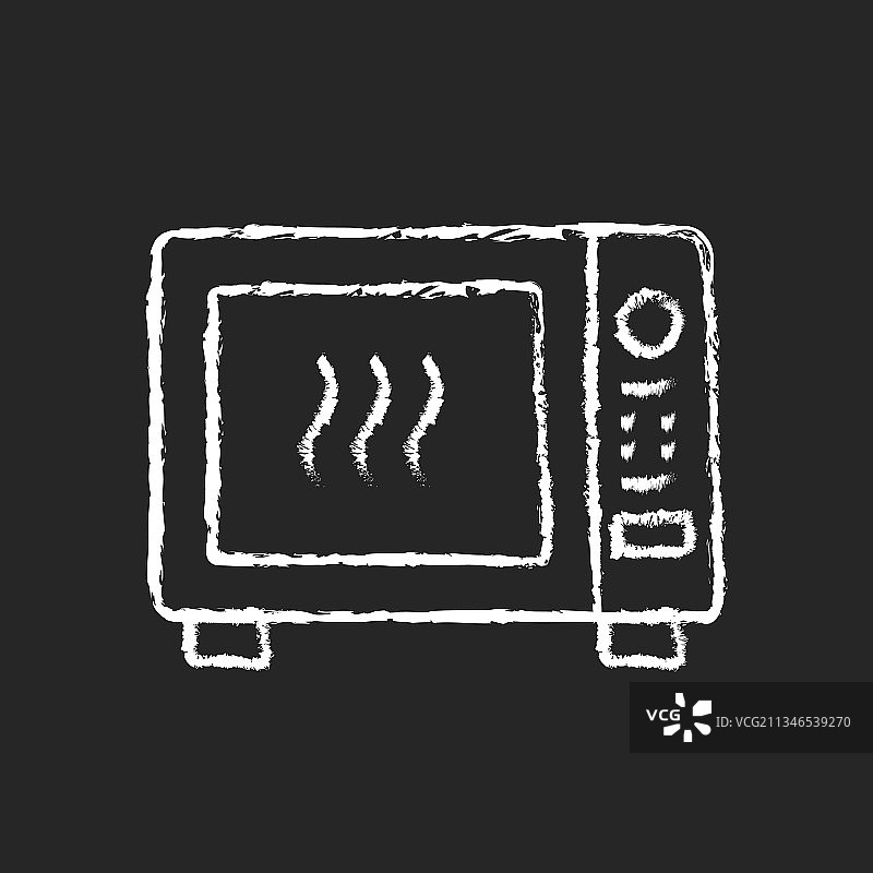 深色背景上的微波炉白色粉笔图标图片素材