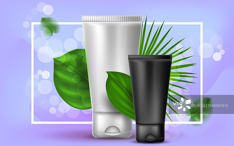 逼真的白色和黑色塑料化妆品图片素材