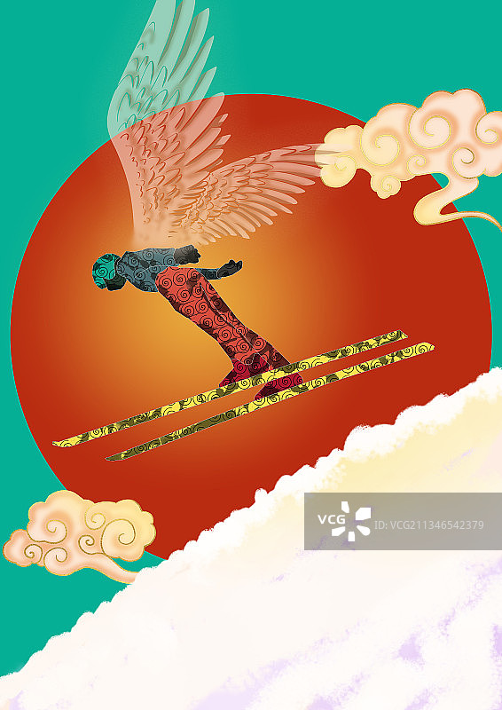 一个跳台滑雪的运动员图片素材