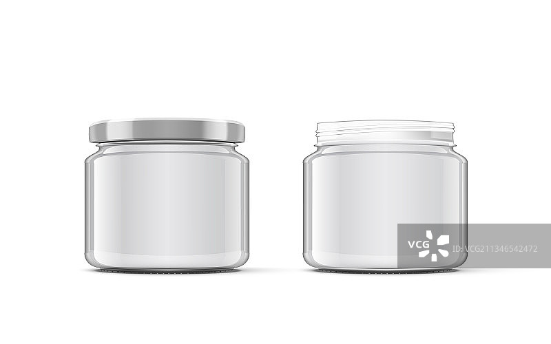 带白色盖子的有光泽玻璃罐开关图片素材