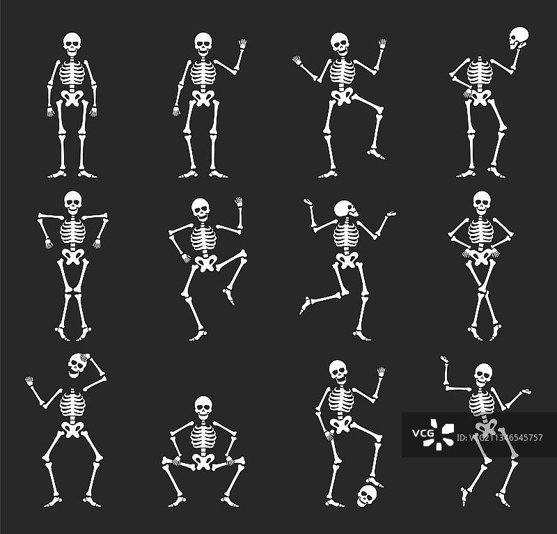 有趣的万圣节骷髅扁平风格图片素材