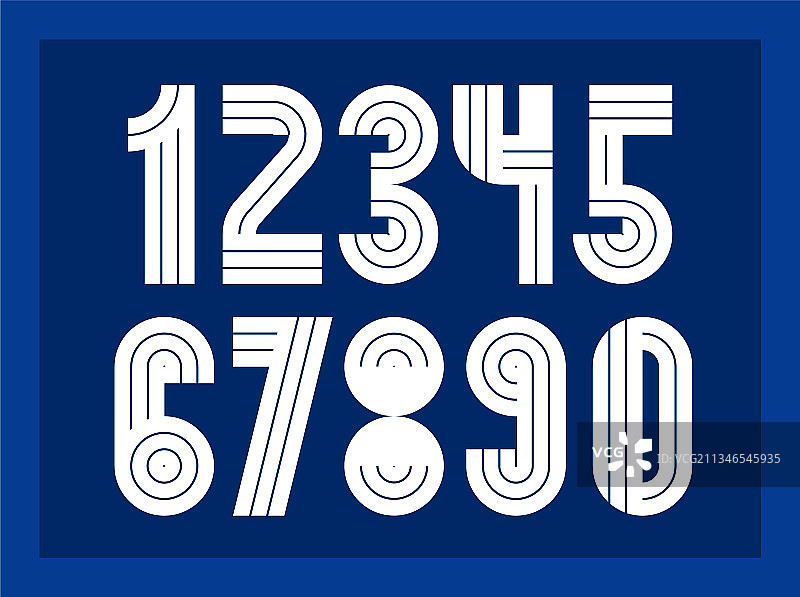 几何数字设置复古90年代风格图片素材