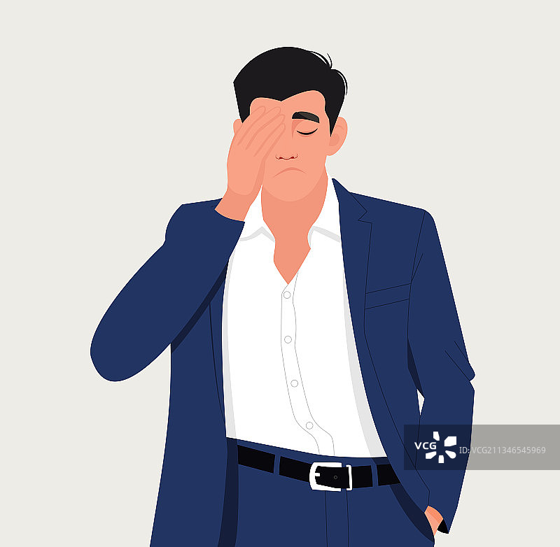 捂脸头痛的男人图片素材