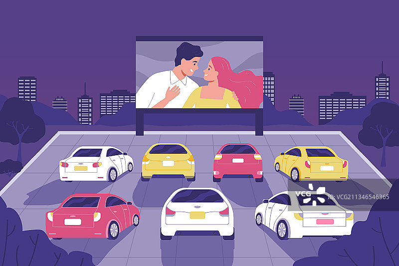 露天汽车电影院图片素材