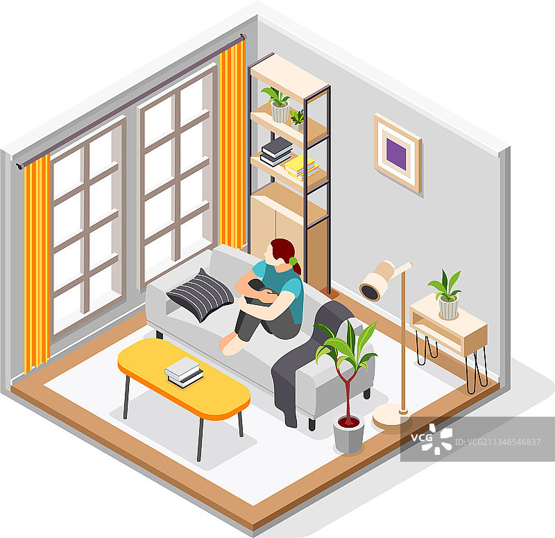 孤独的2.5D设计概念图片素材