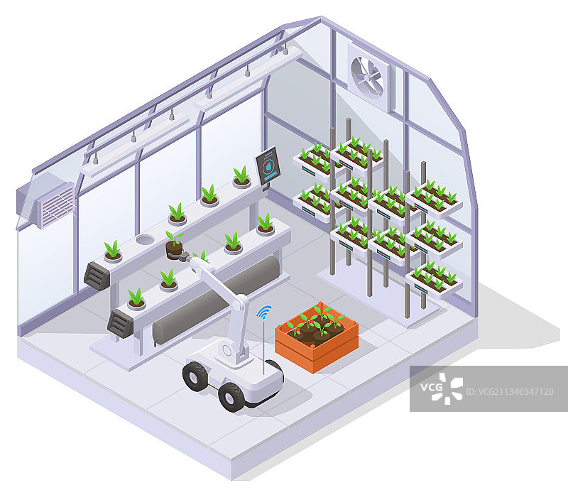 现代温室2.5D等距组合图片素材