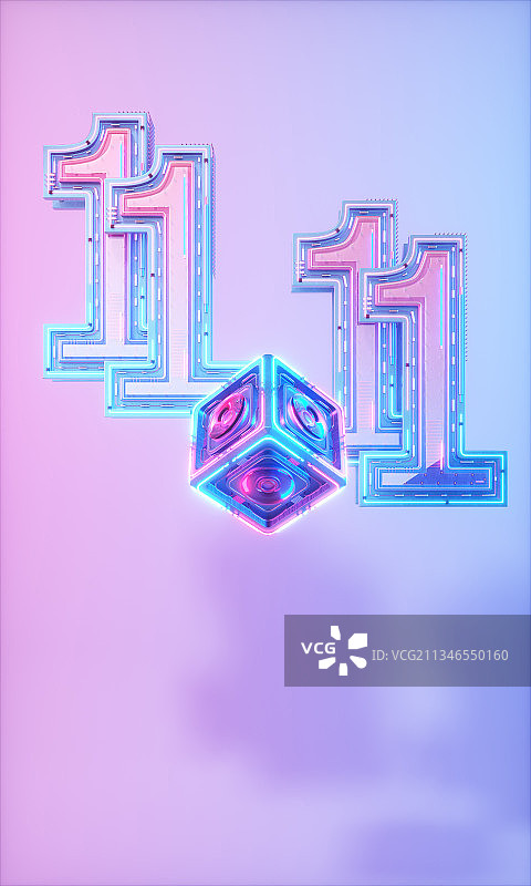 3D渲染的霓虹灯光展台图片素材