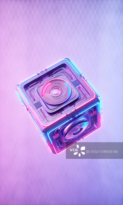 3D渲染的霓虹灯光展台图片素材