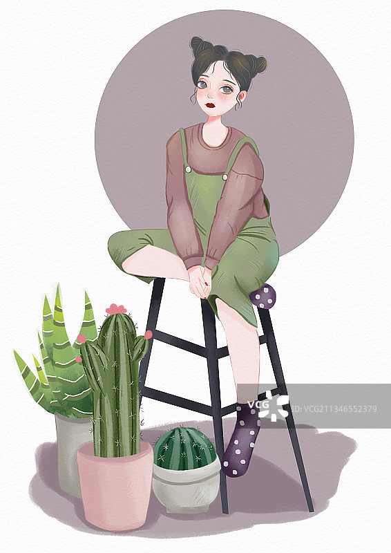 少女插画图片素材