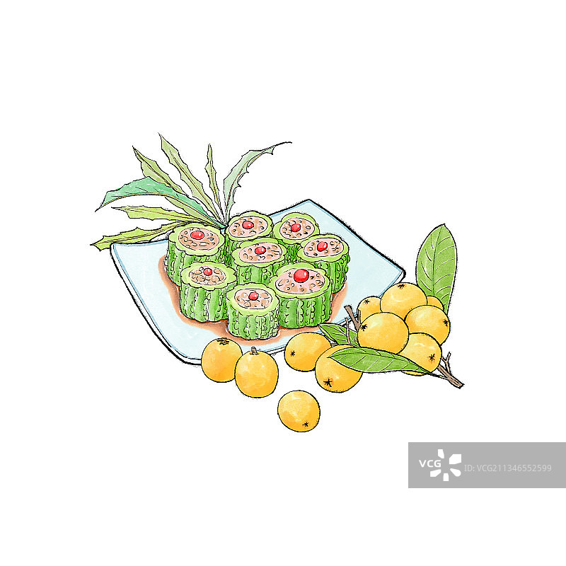 小满节气传统膳食元素图片素材