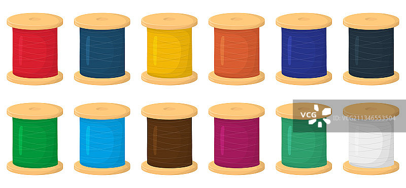 一套不同颜色的线轴图片素材