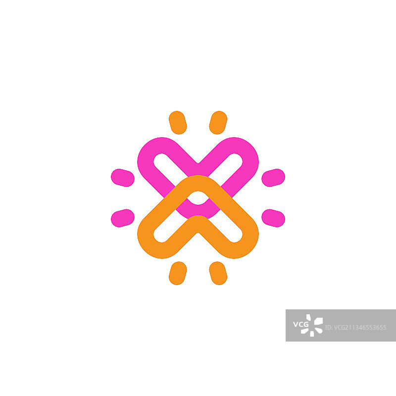 字母X彩色蝴蝶符号logo图片素材