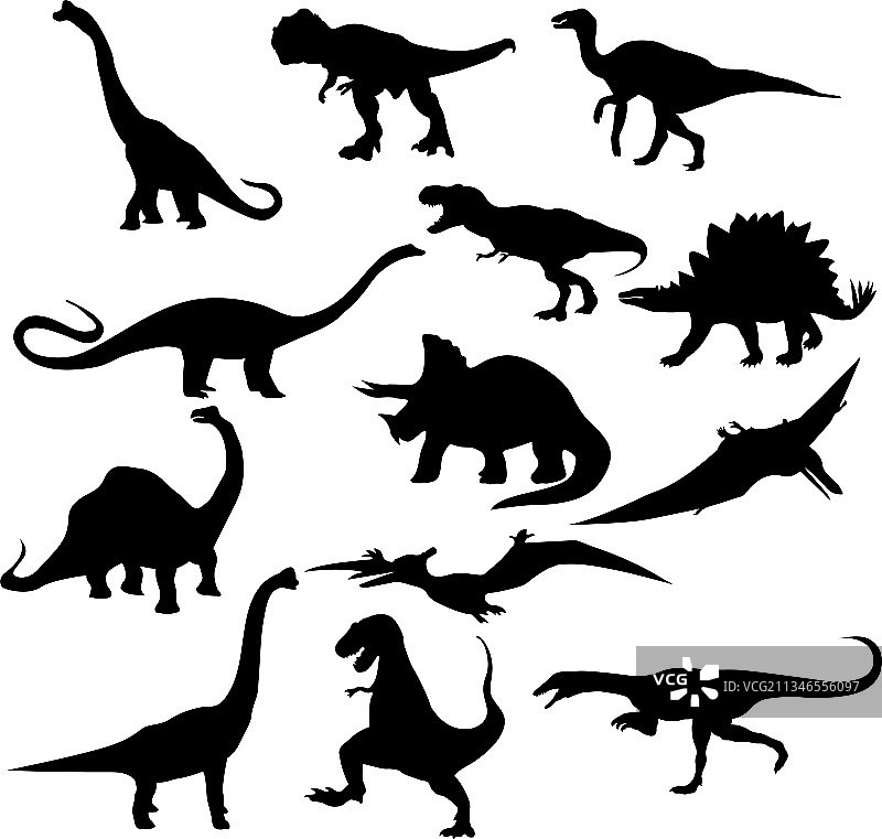 恐龙剪影合集图片素材