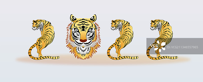 矢量老虎2022虎年倒计时数字图片素材