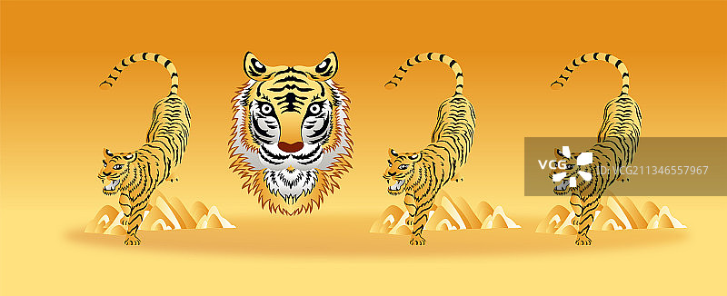 矢量老虎2022虎年倒计时数字图片素材