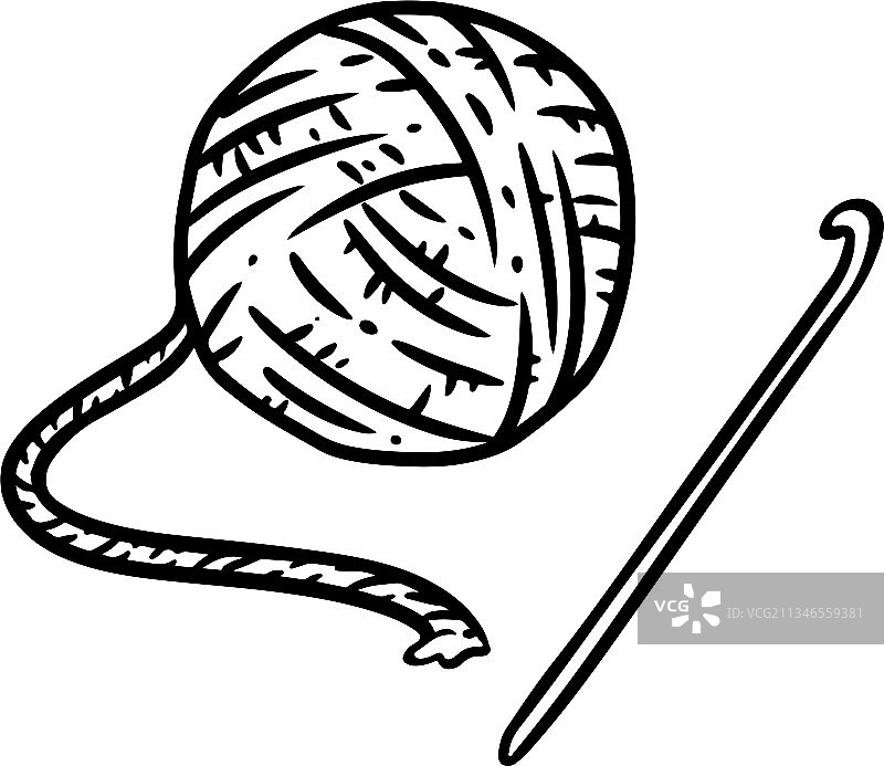 纱线和钩针涂鸦卡通图像图片素材