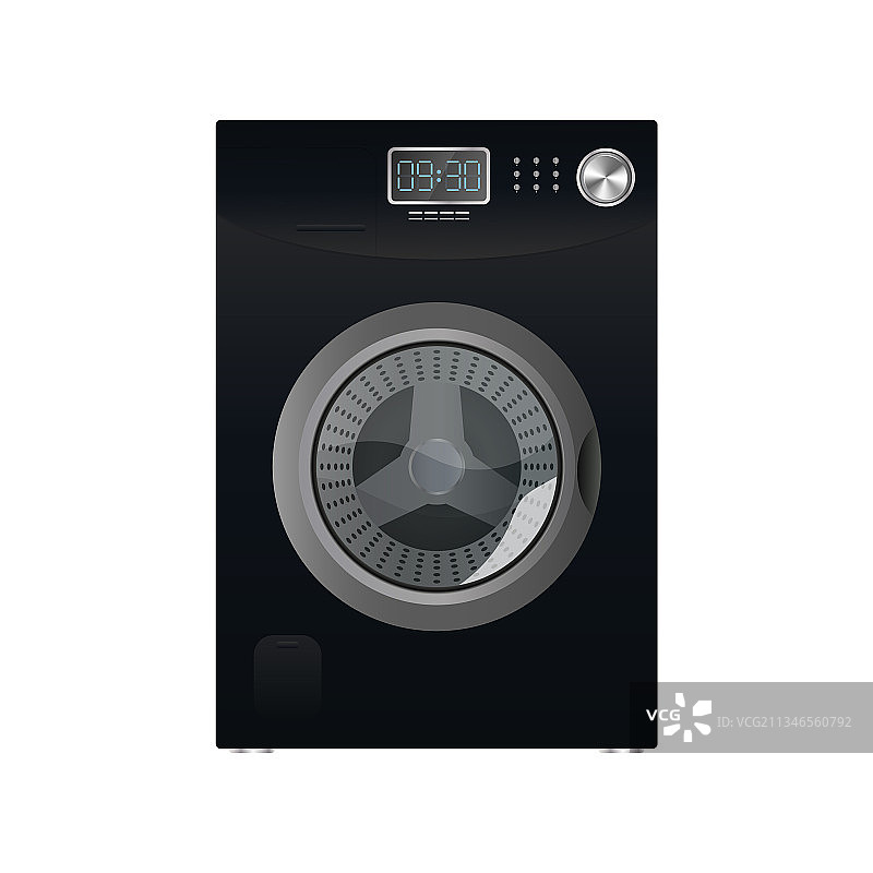 白色背景上的黑色洗衣机图片素材