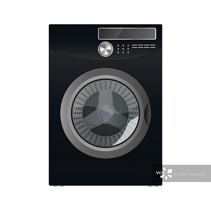 白色背景上的黑色洗衣机图片素材