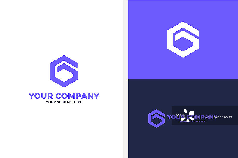 字母G数字六边形几何Logo图片素材