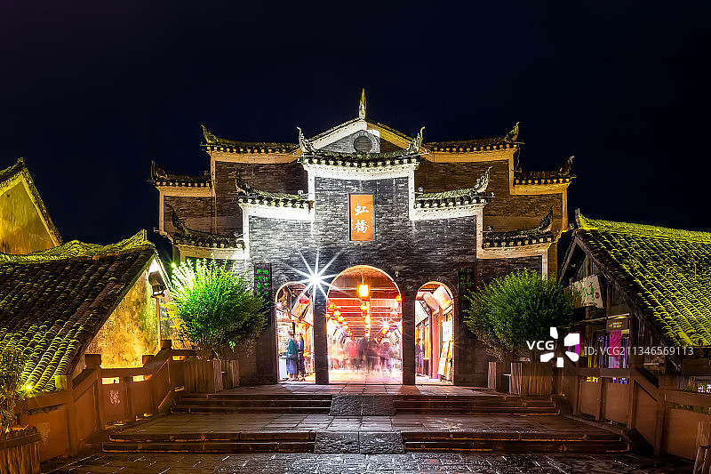 凤凰虹桥夜色图片素材