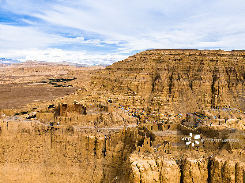 中国西藏阿里古格王国遗址航拍自然风光图片素材