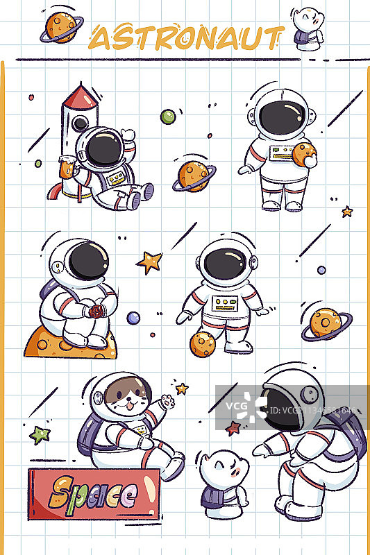 文创插画|宇航员图片素材