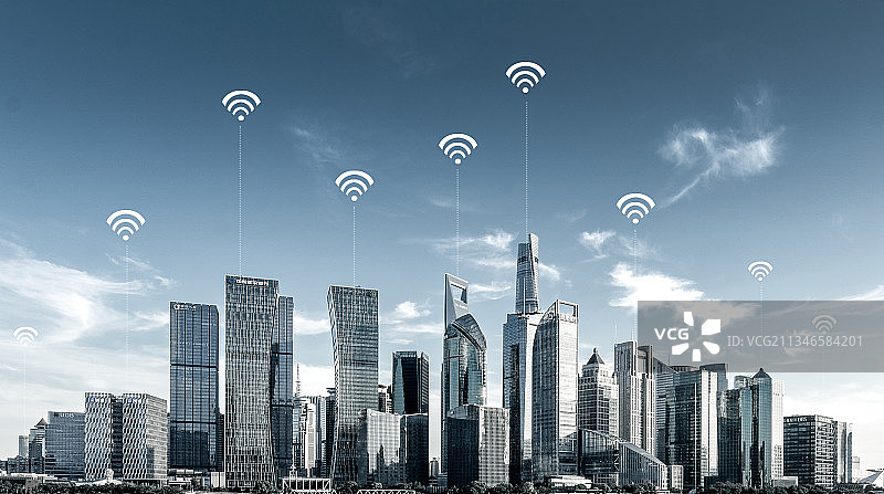 陆家嘴金融建筑群5G信号图片素材