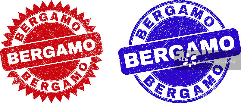 带有粗糙纹理的贝加莫圆形花结印章图片素材