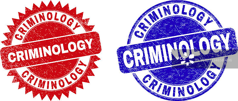 带有污迹的犯罪学圆形和花环邮票图片素材