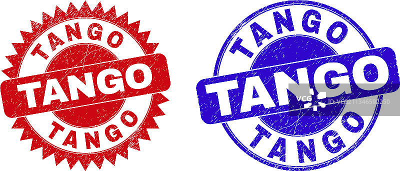 带有腐蚀效果的探戈圆形花结印章图片素材