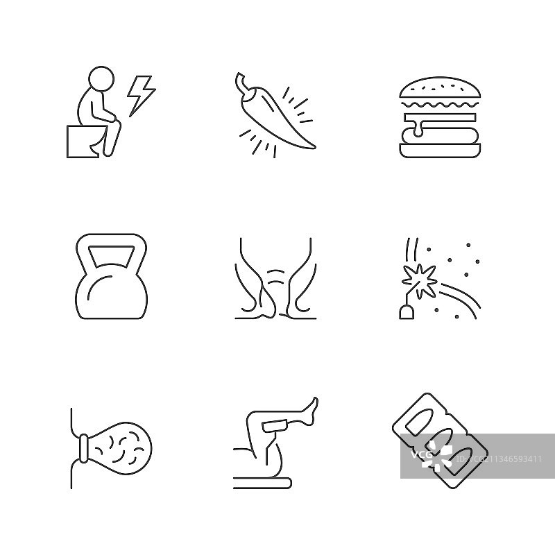 痔疮线条图标合集图片素材