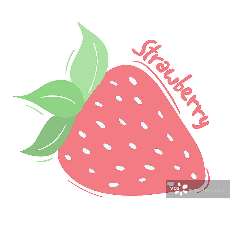 手绘粉色草莓涂鸦与字母图片素材