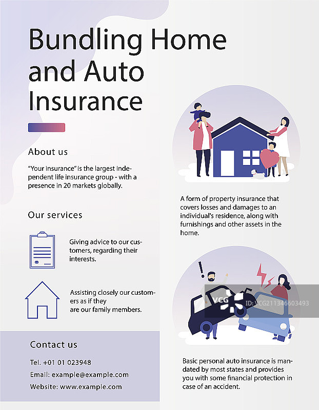 家庭和汽车捆绑销售宣传单模板图片素材