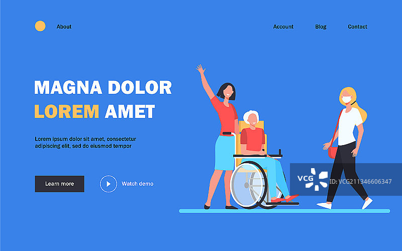 护士搀扶残疾男子与女子打招呼图片素材