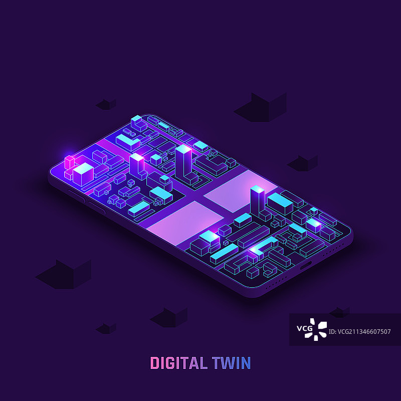 数字孪生技术2.5D背景图片素材