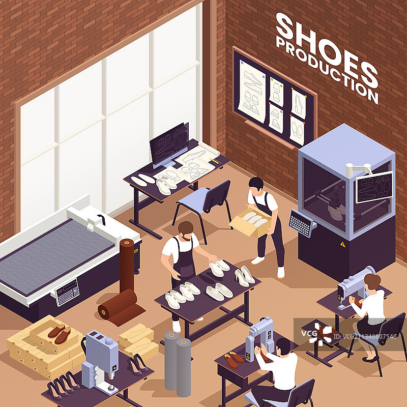 鞋子生产2.5D背景图片素材