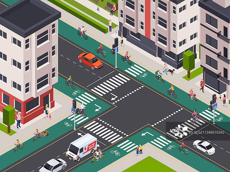 2.5D自行车道图片素材
