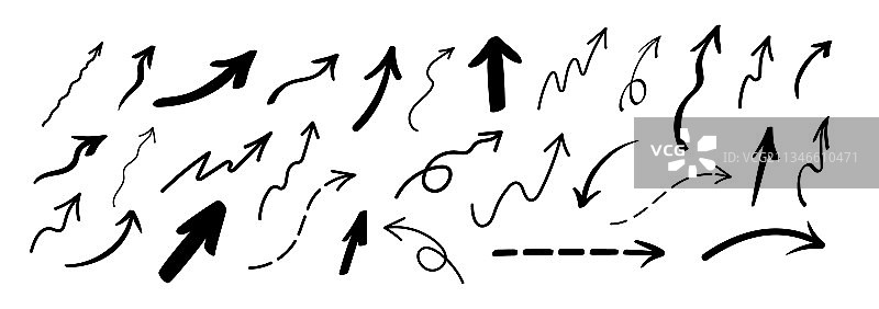 手绘箭头和光标组合图片素材