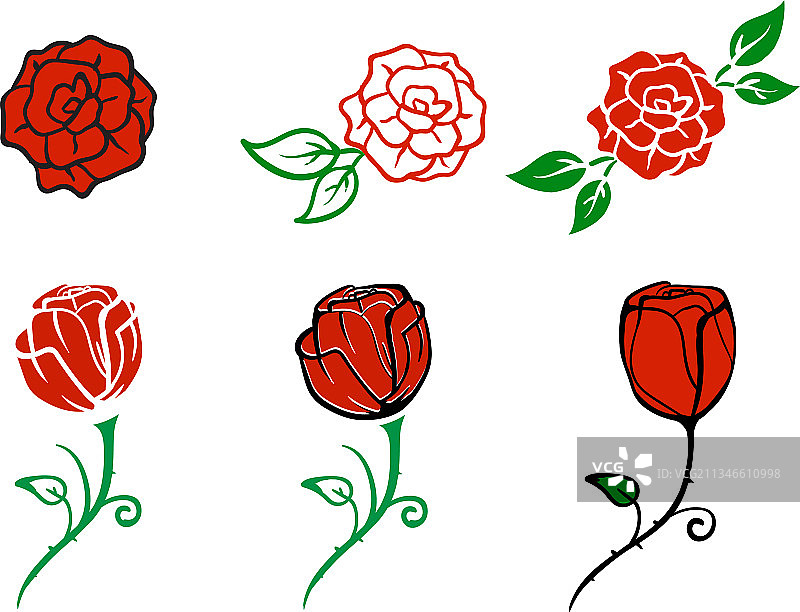 玫瑰图标设计套装模板图片素材