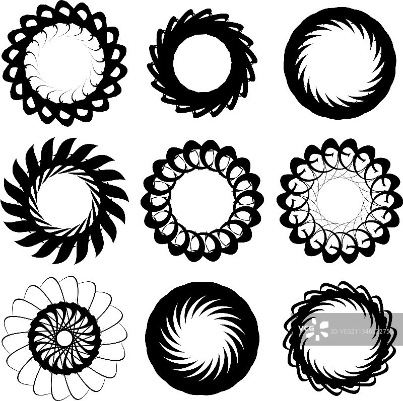 圆形径向图标图案曼荼罗形状漩涡图片素材