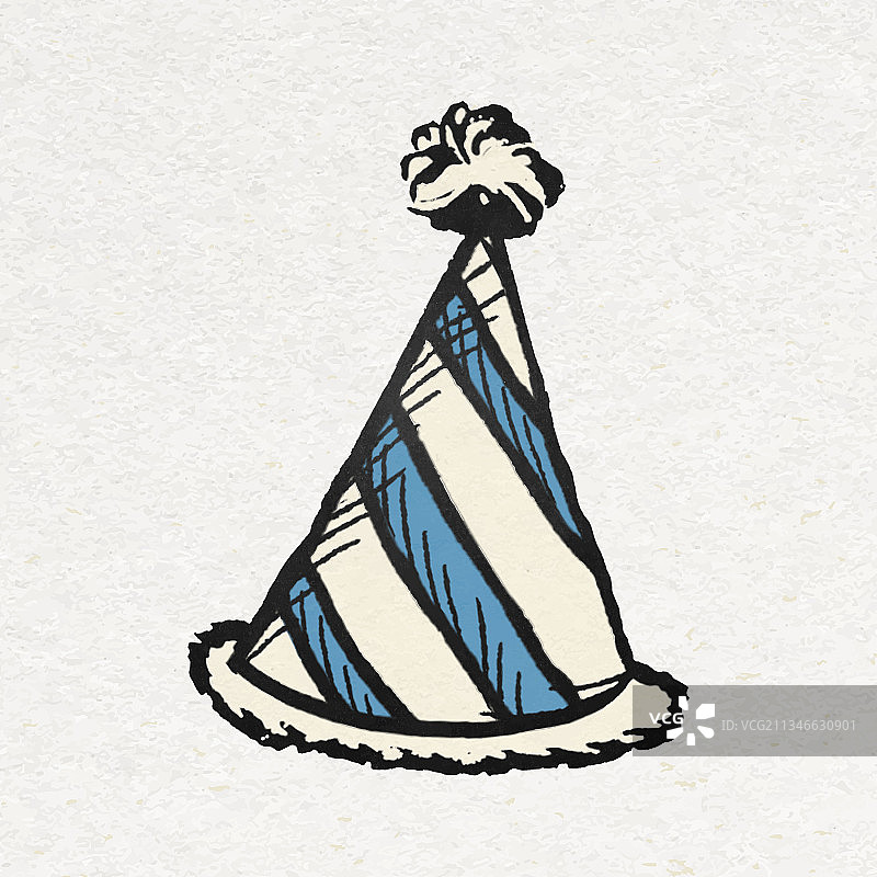 彩色复古生日锥形帽贴纸图片素材