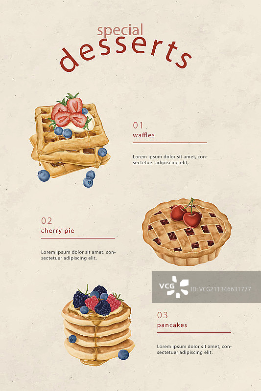 俯视角度拍摄的桌子上的甜点图片素材